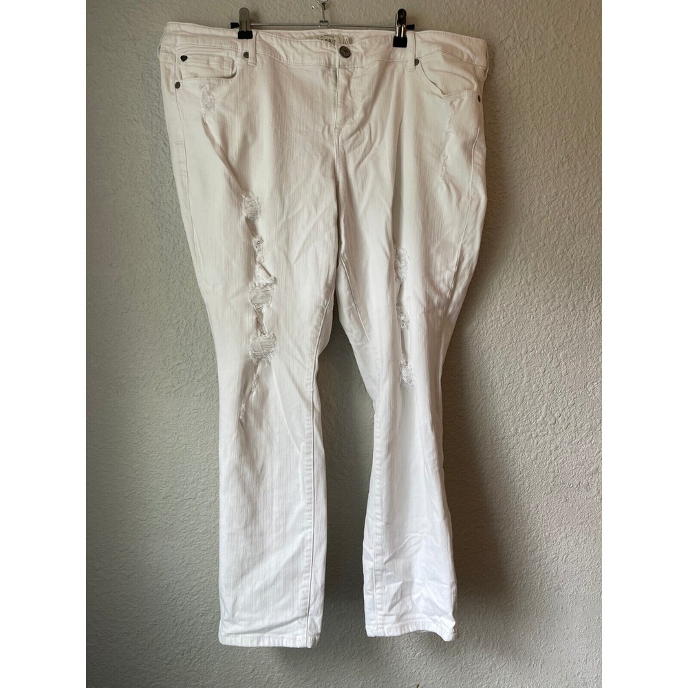 Torrid‎ White Denim Jeans Ripped Distressed Plus Size 20S